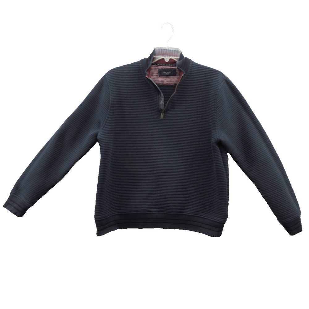 Ted Baker Sweatshirt Mens Size 6 2XL Long Sleeve Cotton Blend 1/4 Zip Knit